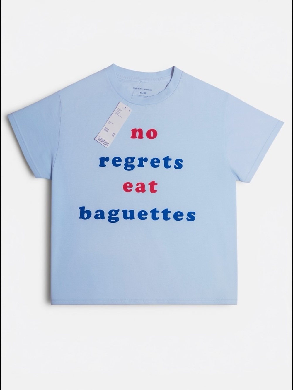 ✨URBAN OUTFITTERS✨ No Regrets Eat Baguettes Graphic Tee in Light Blue